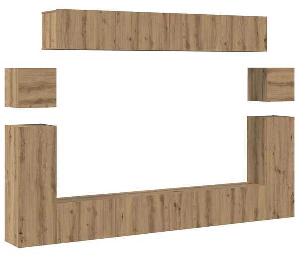 TV egységek Falra szerelhető 4 pcs Artisan tölgy Faanyag