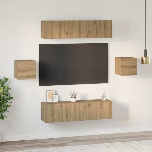 TV szekrény garnitúra 6 pcs Artisan tölgy Faanyag