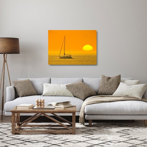 Kép - Csónak a tenger közepén (üvegen) (70x50 cm)
