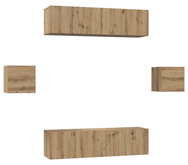 TV szekrény garnitúra 6 pcs Artisan tölgy Faanyag