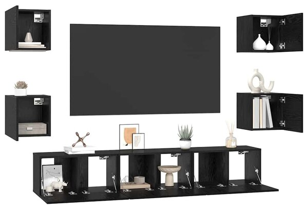 TV szekrény garnitúra 7 pcs Fekete tölgy Faanyag