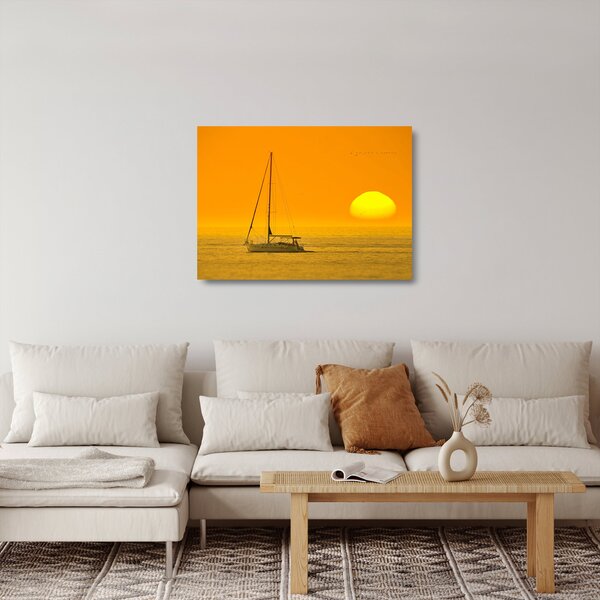 Kép - Csónak a tenger közepén (üvegen) (70x50 cm)