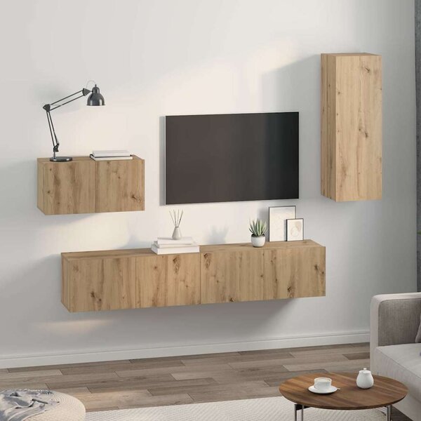 Fali TV Szekrény Falra szerelhető 4 pcs Artisan tölgy Faanyag