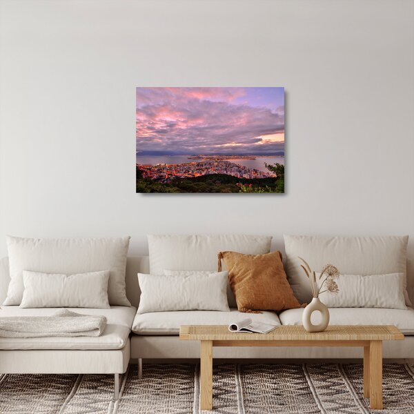 Kép - Alkonyat a város felett (üvegen) (70x50 cm)