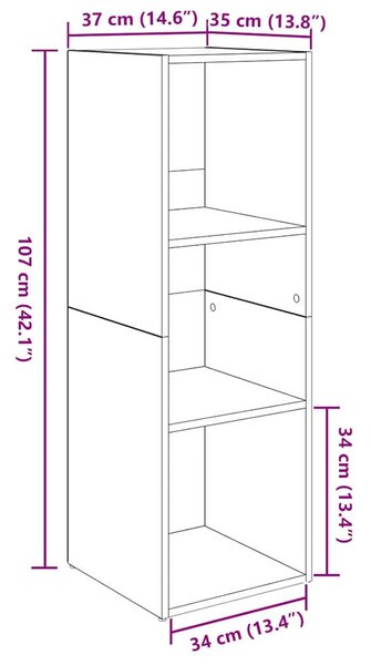 TV szekrény 4 pcs kézműves tölgy 37 x 35 x 107.5 cm Műanyag Fa