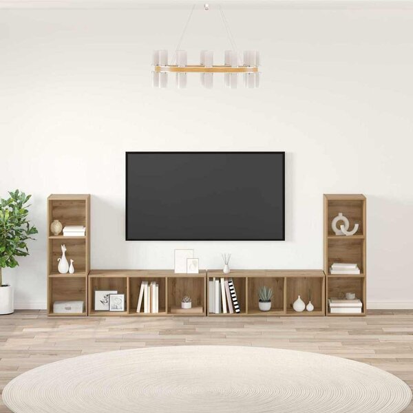 TV szekrény 4 pcs kézműves tölgy 37 x 35 x 107.5 cm Műanyag Fa