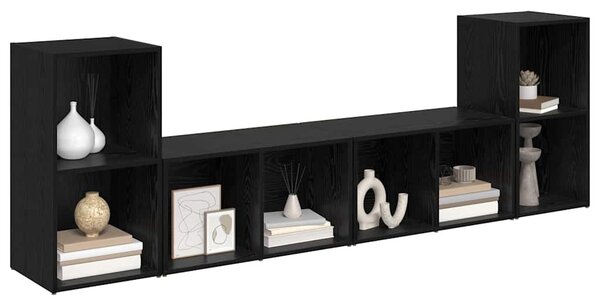 TV szekrény garnitúra 4 pcs Musta tammi 37 x 35 x 72 cm Faanyag