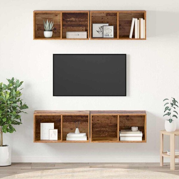 TV szekrény garnitúra 4 pcs Öreg fa 37 x 37 x 72 cm Faanyag