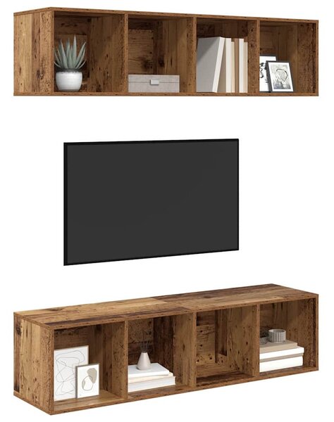 TV szekrény garnitúra 2 pcs Régi fa 37 x 37 x 142.5 cm Faanyag