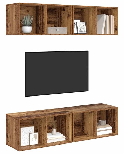 TV szekrény garnitúra 4 pcs Öreg fa 37 x 37 x 72 cm Faanyag