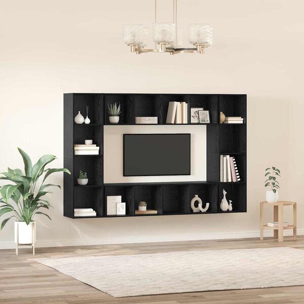 TV szekrény 4 pcs Fekete 37 x 37 x 142.5 cm Faanyag