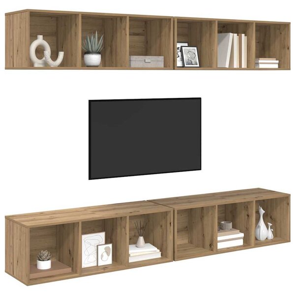 Fali TV Szekrény 4 pcs kézműves tölgy 37 x 37 x 107.5 cm