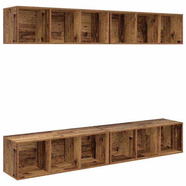 Fali TV Szekrény 4 pcs Régi fa 37 x 37 x 107.5 cm Műanyag Fa