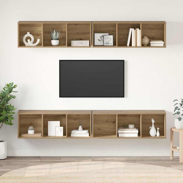 Fali TV Szekrény 4 pcs kézműves tölgy 37 x 37 x 107.5 cm