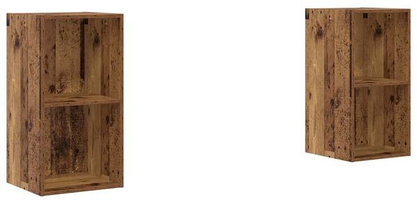 Fali TV Szekrény 2 pcs Régi fa 37 x 37 x 72 cm Faanyag
