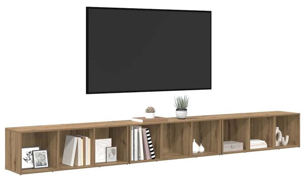 TV szekrény 3 pcs kézműves tölgy 37 x 35 x 107.5 cm Műanyag Fa
