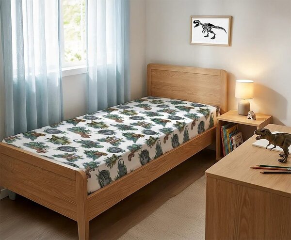 Jerry Fabrics Jurassic World mintás gumis lepedő - 90 x 200 cm