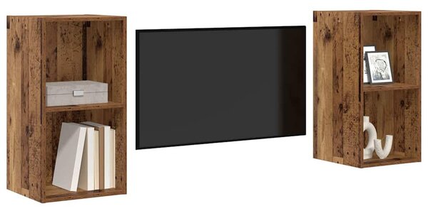 Fali TV Szekrény 2 pcs Régi fa 37 x 37 x 72 cm Faanyag