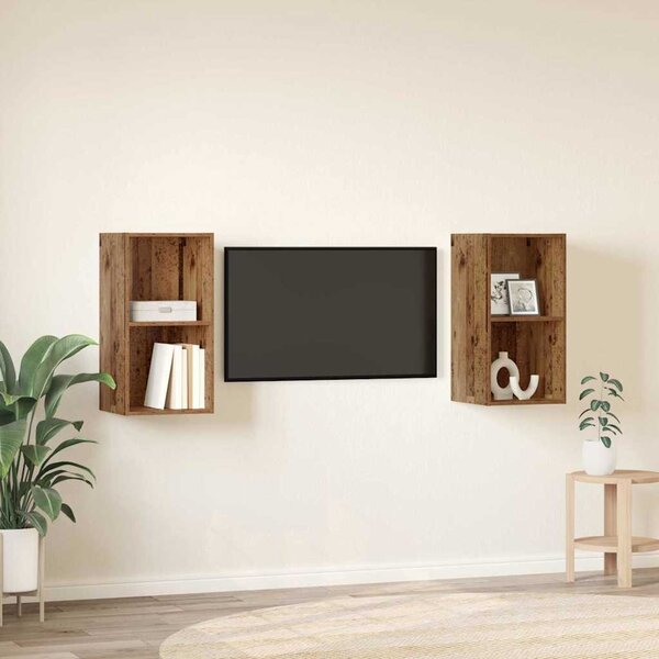 Fali TV Szekrény 2 pcs Régi fa 37 x 37 x 72 cm Faanyag