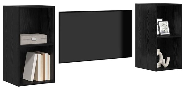 Fali TV Szekrény 2 pcs Fekete tölgy 37 x 37 x 72 cm Faanyag