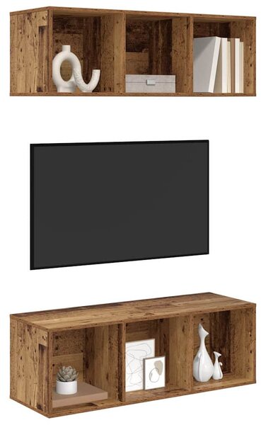 Fali TV szekrények 2 pcs Régi fa 37 x 37 x 107 cm Faanyag