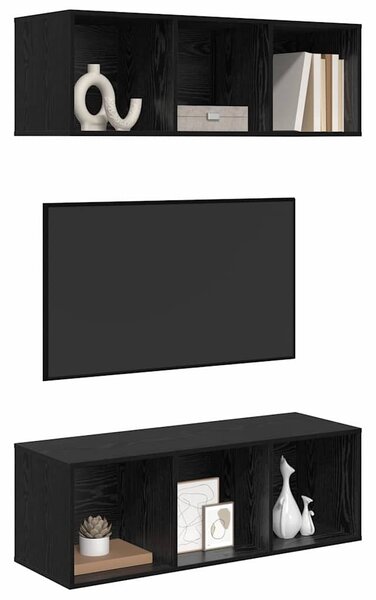 Fali TV szekrények 2 pcs Musta tammi 37 x 37 x 107 cm Faanyag