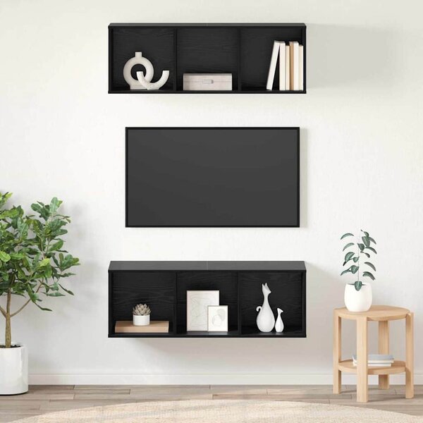 Fali TV szekrények 2 pcs Musta tammi 37 x 37 x 107 cm Faanyag