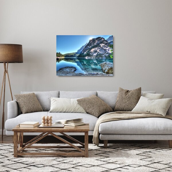 Egy alpesi tó képe (üvegen) (70x50 cm)