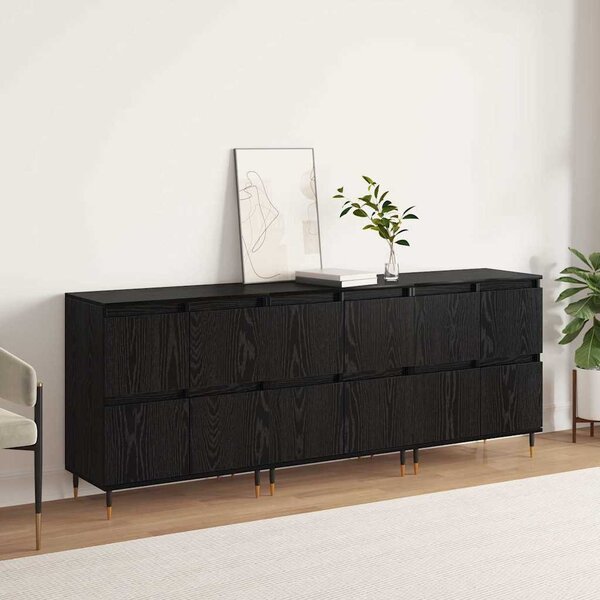 Oldalszekrények 3 pcs Musta tammi 180 x 35 x 70 cm Faanyag