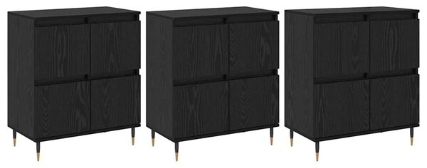 Oldalszekrények 3 pcs Musta tammi 180 x 35 x 70 cm Faanyag