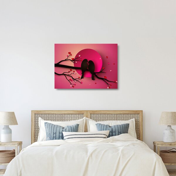 Kép - Szerelmes madarak (üvegen) (70x50 cm)
