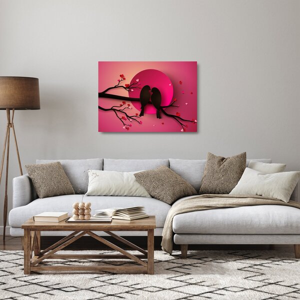 Kép - Szerelmes madarak (üvegen) (70x50 cm)