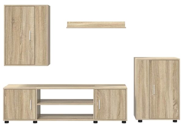 4 részes TV szekrény szett 4 pcs sonoma tölgy Faanyag