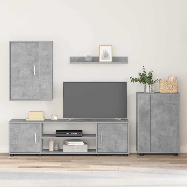 TV szekrény garnitúra 4 pcs Beton Szürke Faanyag