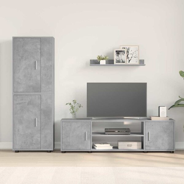 TV szekrény garnitúra 4 pcs Beton Szürke Faanyag