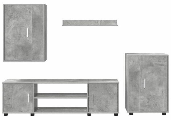TV szekrény garnitúra 4 pcs Beton Szürke Faanyag