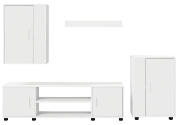 4 részes TV szekrény szett Falra szerelhető 4 pcs Fehér Faanyag