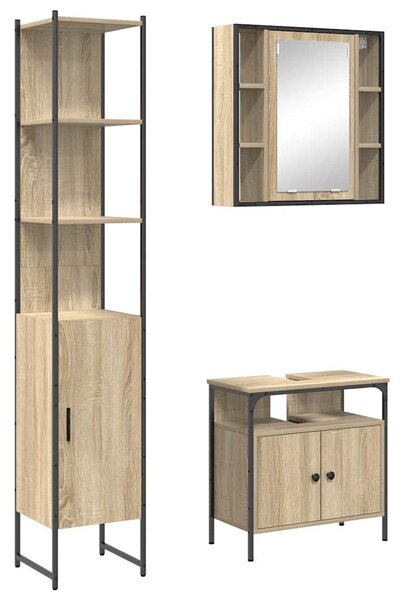 Fürdőszoba bútor szett 3 pcs sonoma tölgy 33 x 33 x 185.5 cm