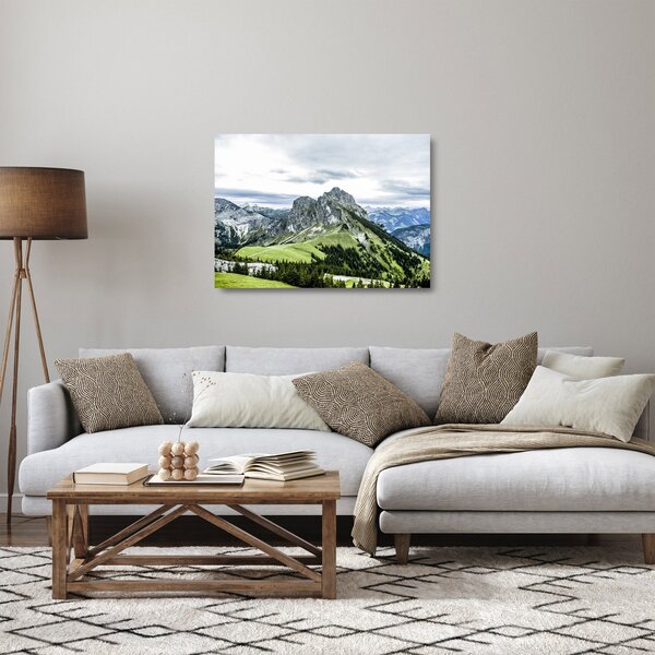 Kép - hegycsúcsok (üvegen) (70x50 cm)