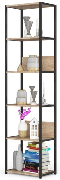 AKORD Loft Sonoma Polcos Fém Állvány Fekete/Tölgy 192 cm