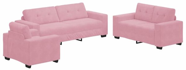 Kanapé Szett 3 pcs Rózsaszín 221 x 80 x 80 cm Bársony