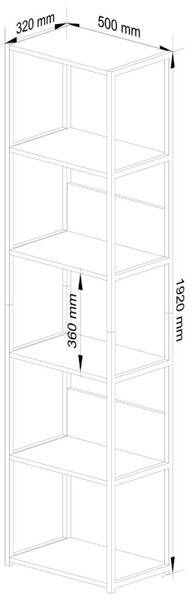 AKORD Loft Sonoma Polcos Fém Állvány Fekete/Tölgy 192 cm