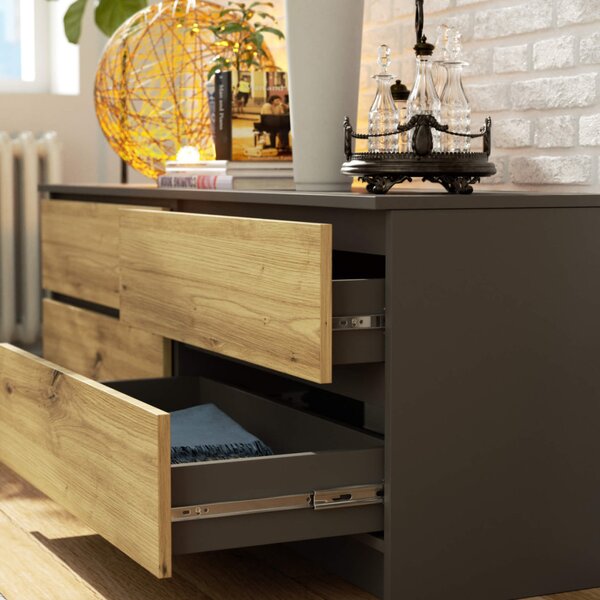 AKORD CLP K160 Komód Laminált Grafitszürke/Artisan Tölgy 4 Fiókos