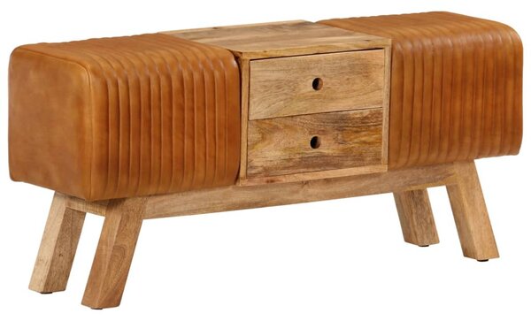 Barna valódi kecskebőr és tömör mangófa bokpad 107 cm
