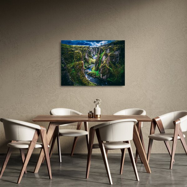 Kép - Folyó a sziklás völgyben (üvegen) (70x50 cm)