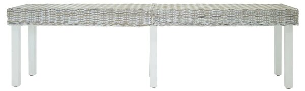Fehér natúr kubu rattan és tömör mahagóni fa pad 160 x 35 x 45 cm
