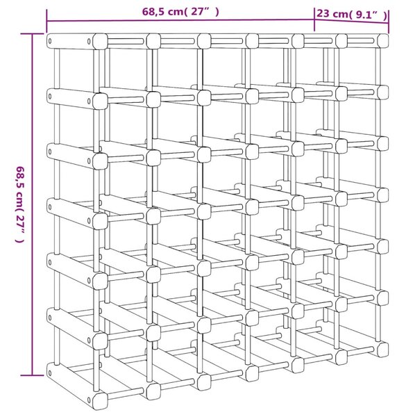 Tömör fenyőfa bortartó 42 palackhoz 68,5x23x68,5 cm