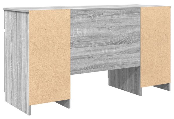 Asztal fiókkal polcokkal Szürke sonoma 140 x 49 x 76 cm Faanyag