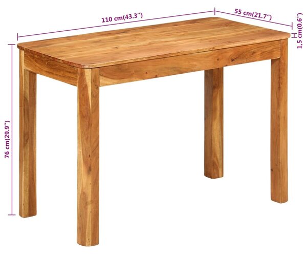 Tömör akácfa étkezőasztal 110 x 55 x 76 cm