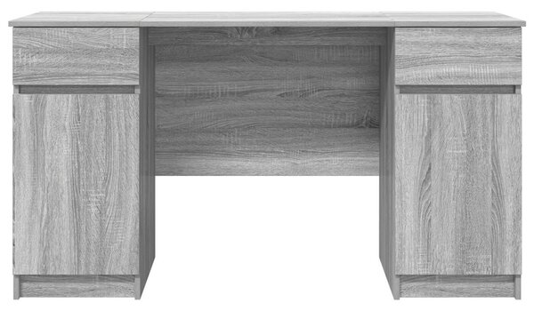 Asztal fiókkal polcokkal Szürke sonoma 140 x 49 x 76 cm Faanyag
